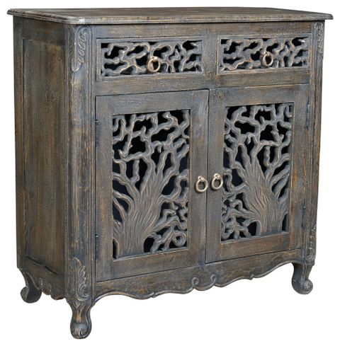 Delaney Carved Sideboard, Antique Black - Rustic - Buffets And ... within Delaney Carved Tall Chest, Distressed Black