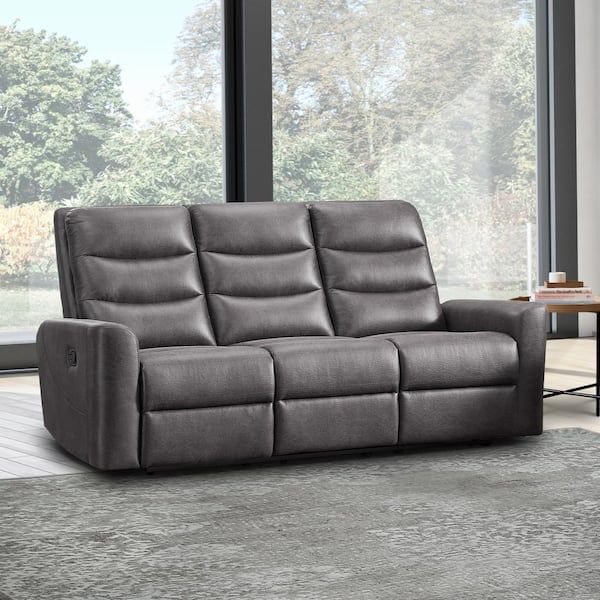 Devon &amp; Claire Bentley Gray Fabric Manual Recliner Sofa Rx-M465-Gry-3 ... intended for Beyond the Look Understanding the Craftsmanship of Bentley Sofas