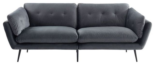 Divani Casa Cody Modern Polyester Fabric &amp; Metal Upholstered Sofa In ... inside Divani Casa Cody Modern Polyester Fabric &amp; Metal Upholstered Sofa In Dark Gray