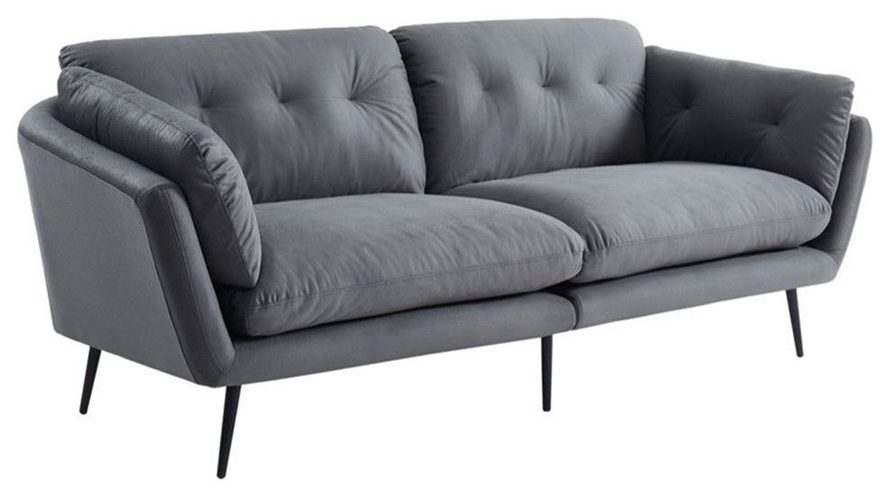 Divani Casa Cody Modern Polyester Fabric &amp; Metal Upholstered Sofa In ... inside How the Metal Accents on the Cody Sofa Enhance Its Contemporary Appeal