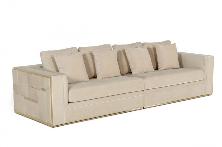 Divani Casa Mobray - Glam Beige And Gold Fabric Sofa | Fabric Sofa ... within Divani Casa Thrive Modern Beige Fabric + Antique Brass Sofa