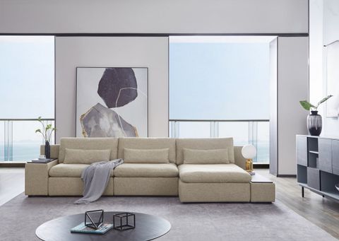 Divani Casa Paseo – Modern Beige Fabric Sectional Sofa | Angelee's ... regarding Styling Your Space with the Divani Casa Thrive Modern Sofa