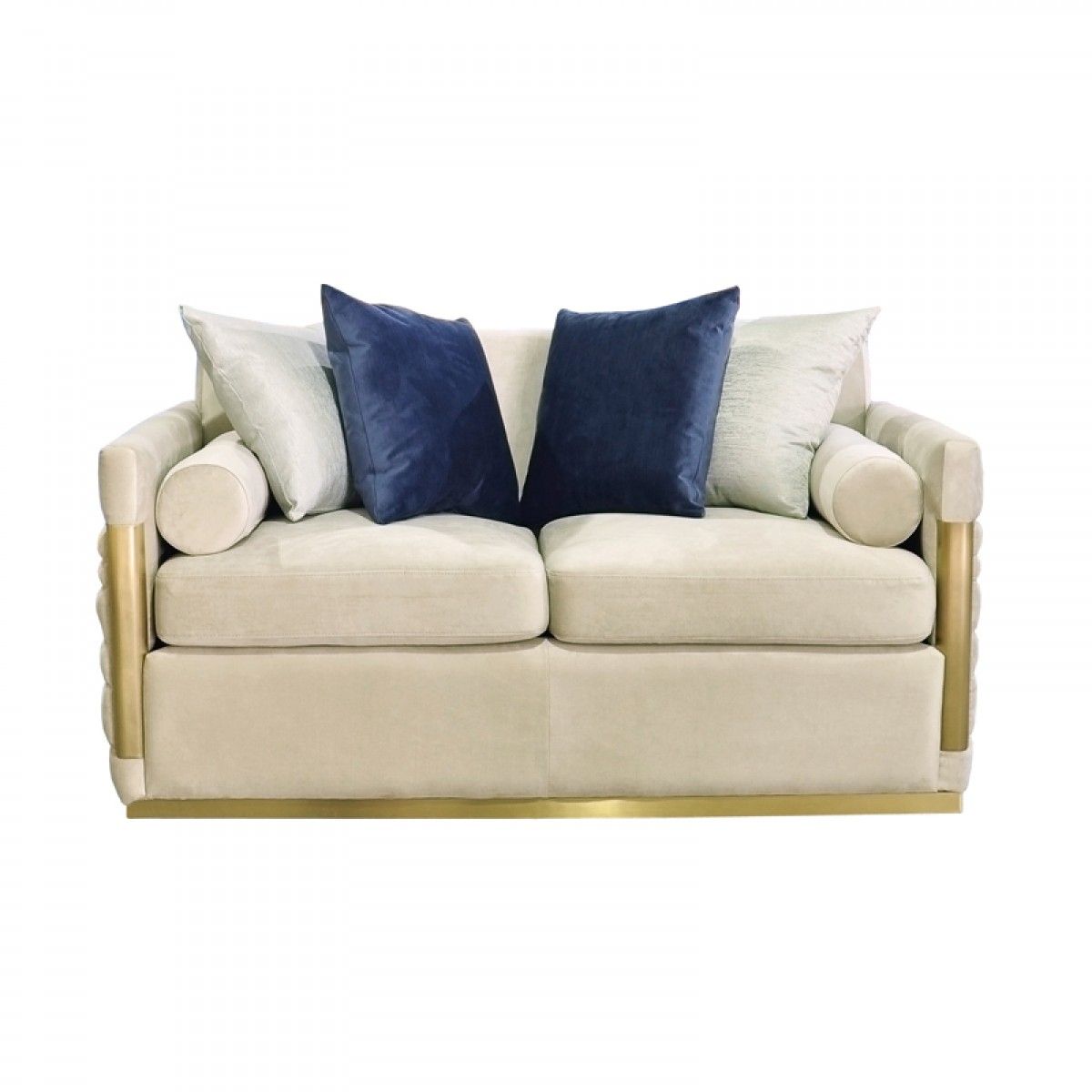 Divani Casa Tenaya Modern Beige Fabric &amp; Gold Loveseat Sofa - Las Vegas ... for Divani Casa Thrive Modern Beige Fabric + Antique Brass Sofa