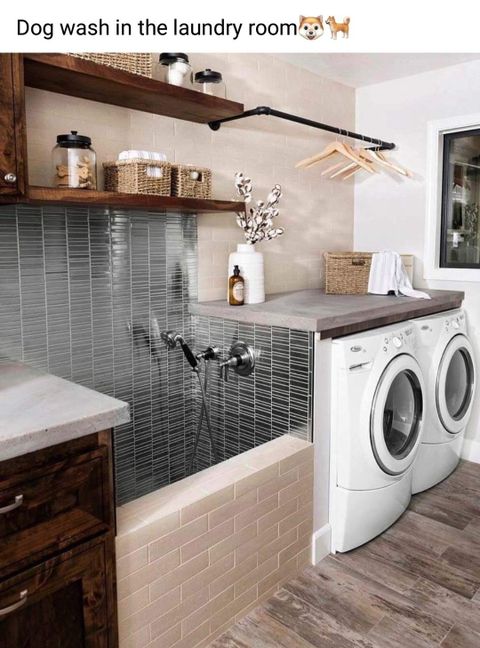 Dog Wash Area In Laundry Utility Room | Stylish Laundry Room, Laundry ... for Stylish Laundry Room With A Dog Wash Station And A Drying Closet