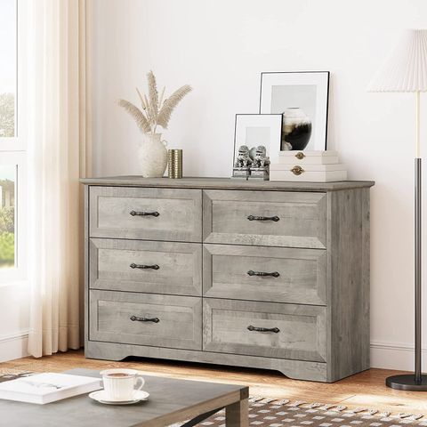 Dresser For Bedroom With 6 Drawers, Wood Drawer Dresser Chest Of ... with regard to Furniture Of America Zillett Transitional Wood 6-Drawer Dresser In Gray Oak
