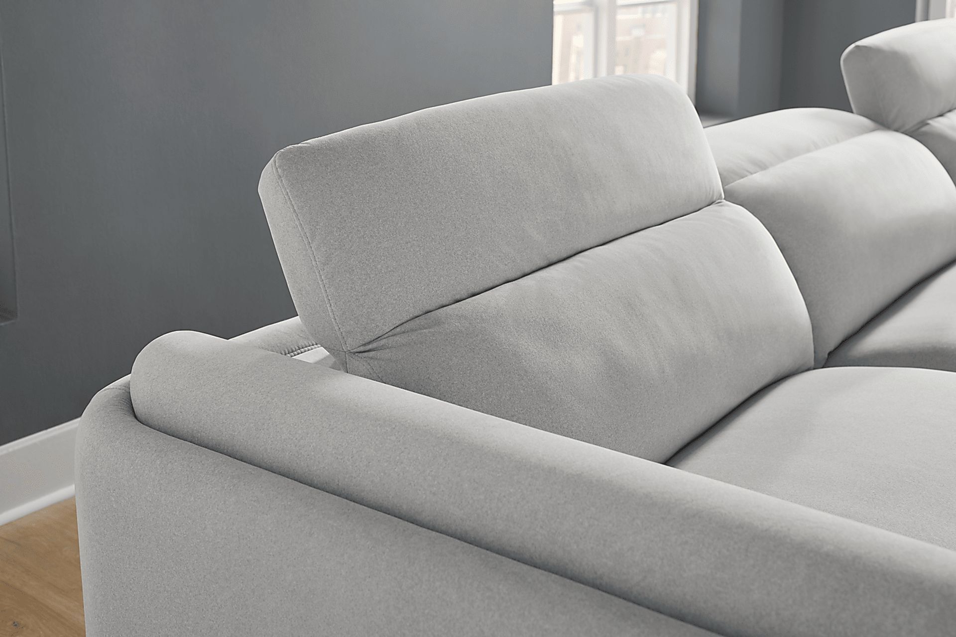 Drew &amp; Jonathan Dillon Smoke Gray Chenille Fabric 5 Pc Dual Power ... for Dillon 5 Narrow, Concrete Gray