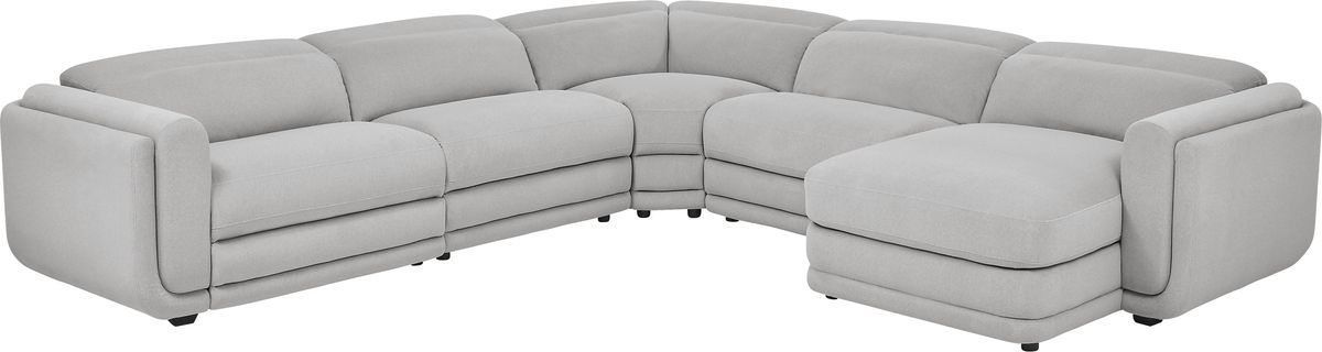 Drew &amp; Jonathan Dillon Smoke Gray Chenille Fabric 5 Pc Dual Power ... throughout Dillon 5 Narrow, Concrete Gray