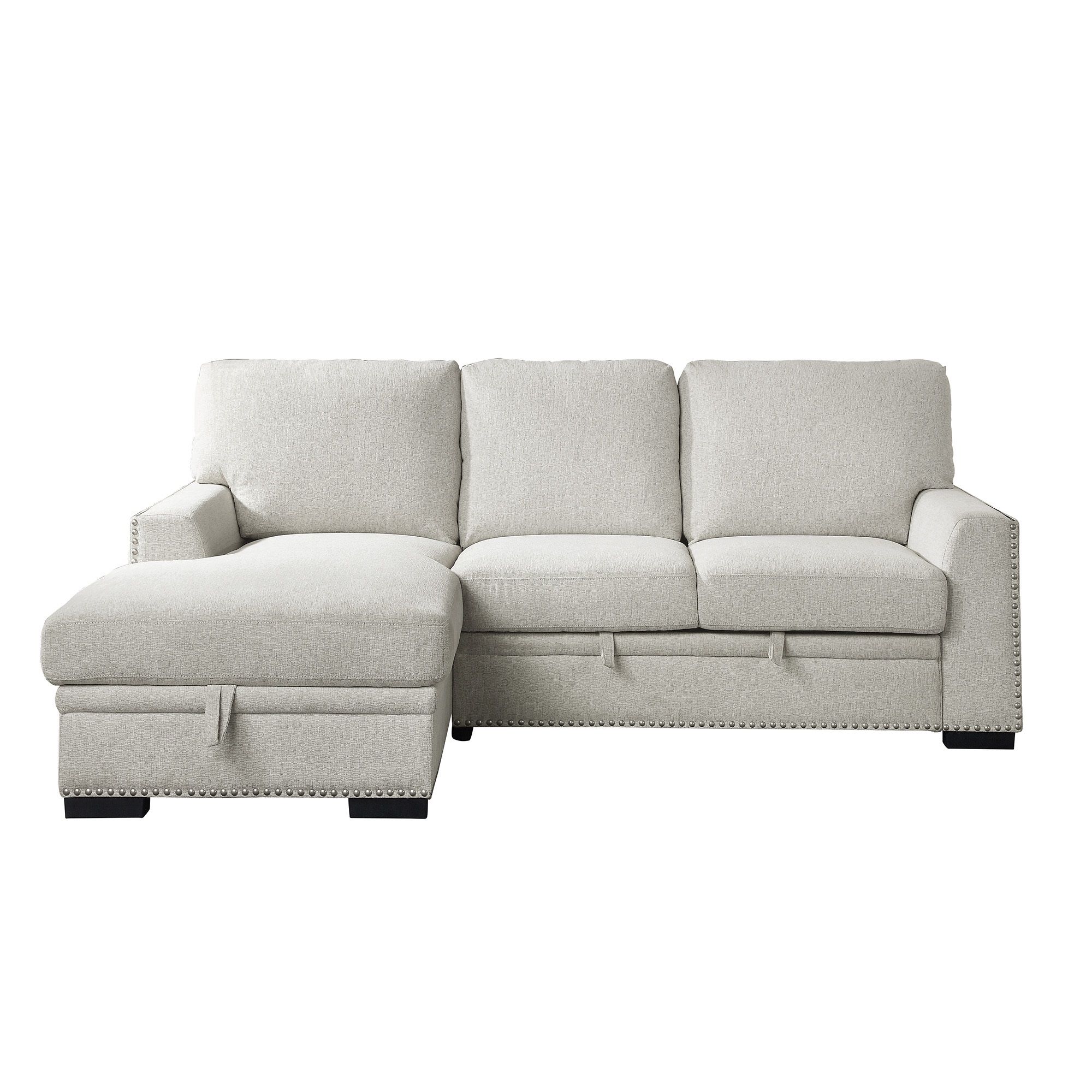 Driggs 96 In. W Chenille Upholstery 2-Piece Sectional Sofa In Beige W ... throughout Lexicon Driggs 70&quot; Chenille Elegant Lounger With Tufted In Silver Gray