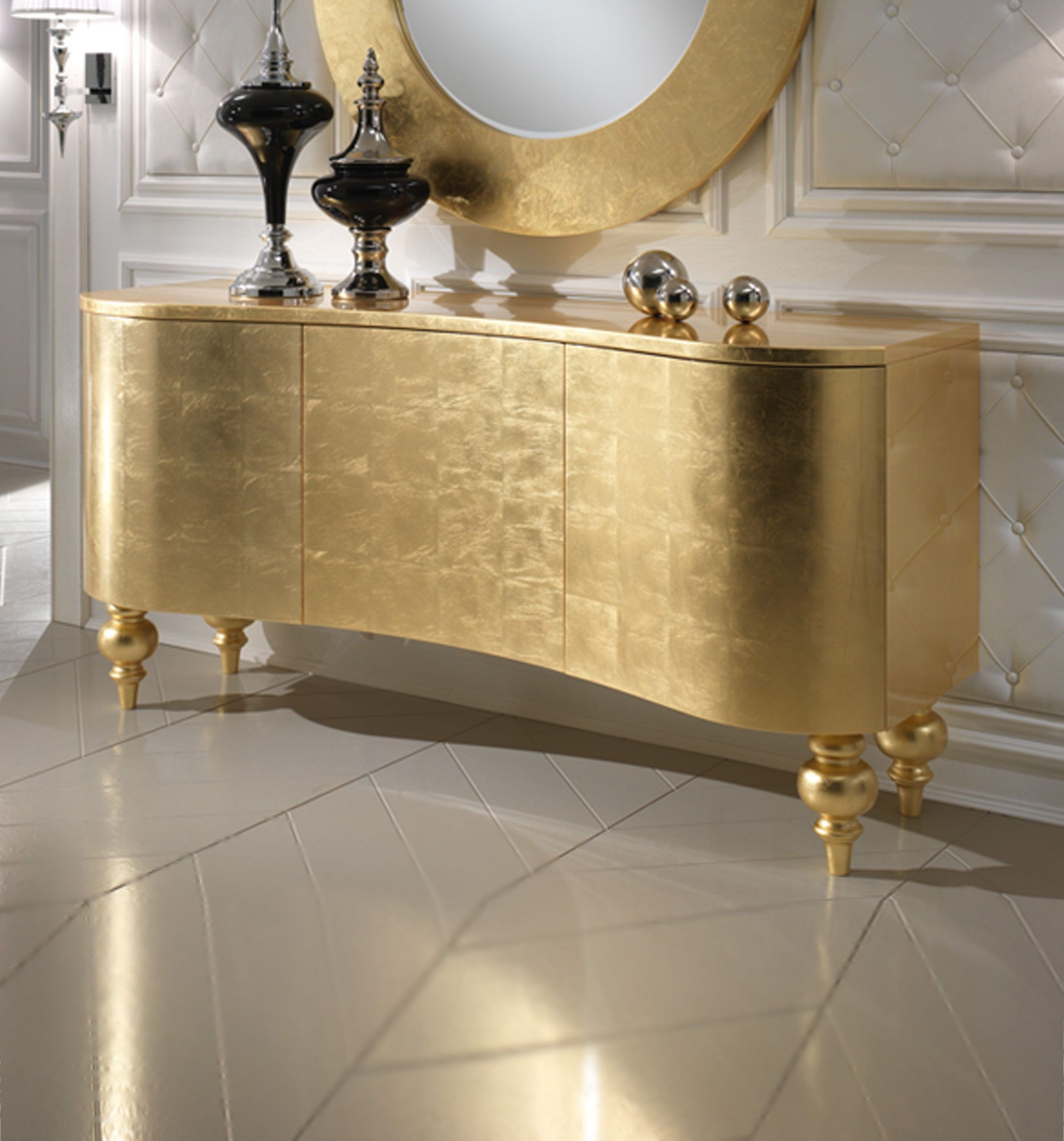 Dv Home Gold Leaf Buffet Sideboard | Juliettes Interiors | Gold ... in Gold Leaf Eight Drawer Cabinet