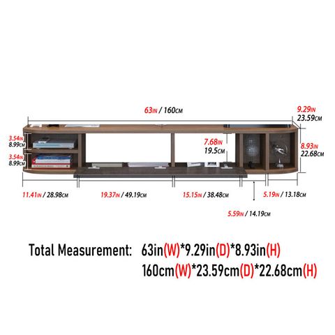 Ebern Designs 63'' Floating Tv Stand,Walnut Floating Tv Shelf With ... throughout Contour 63" Wood Tv Stand, Walnut