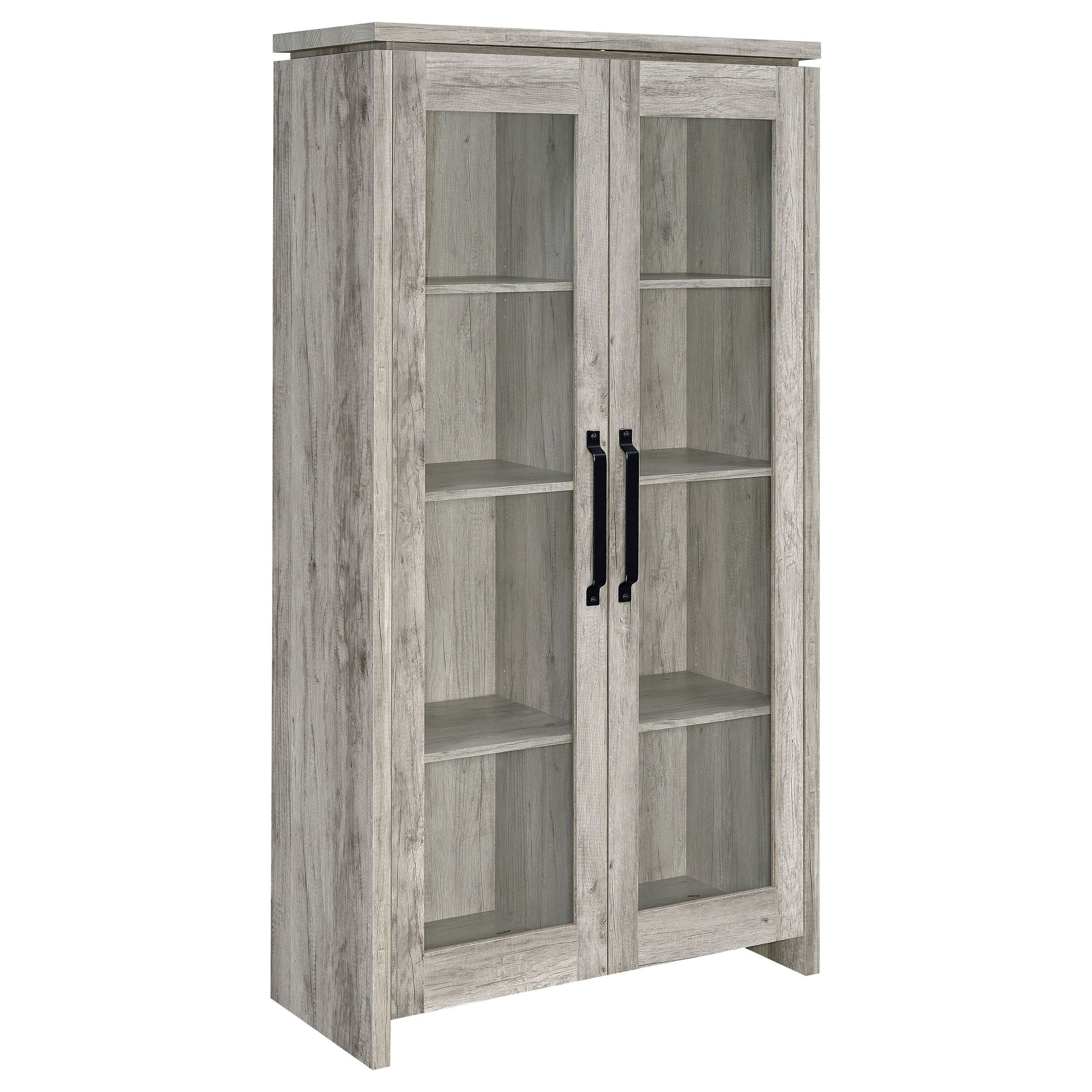 Ebern Designs Alejo 2-Door Engineered Wood Tall Cabinet Grey Driftwood ... intended for Burke 2-Door Engineered Wood 71&quot; Tv Stand Grey Driftwood