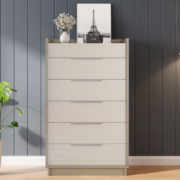 Ebern Designs High Gloss 5 Drawers Dresser, 50.2&quot; Tall Chest Dresser Of ... with regard to Maximizing Storage Solutions with Multi-Drawer Furniture in Urban Settings