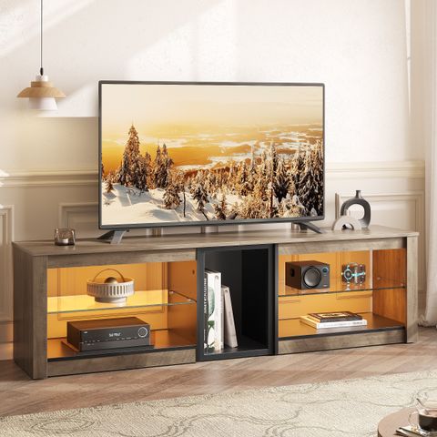 Ebern Designs Jakameron Tv Stand With Led Lights, Gaming Media Console ... within Lammar Tv Console