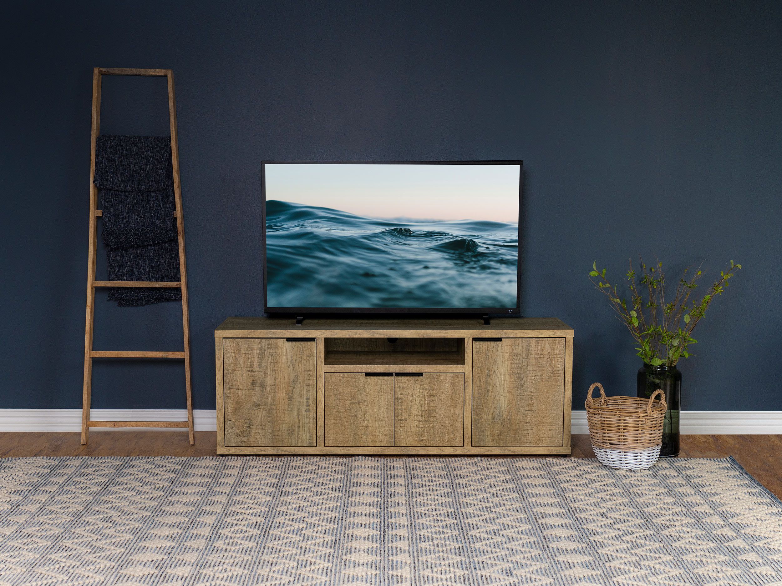 Ebern Designs Tabby 4-Door Engineered Wood 60&quot; Tv Stand Mango | Wayfair within Jupiter 4-Door Engineered Wood 79&quot; Tv Stand Black