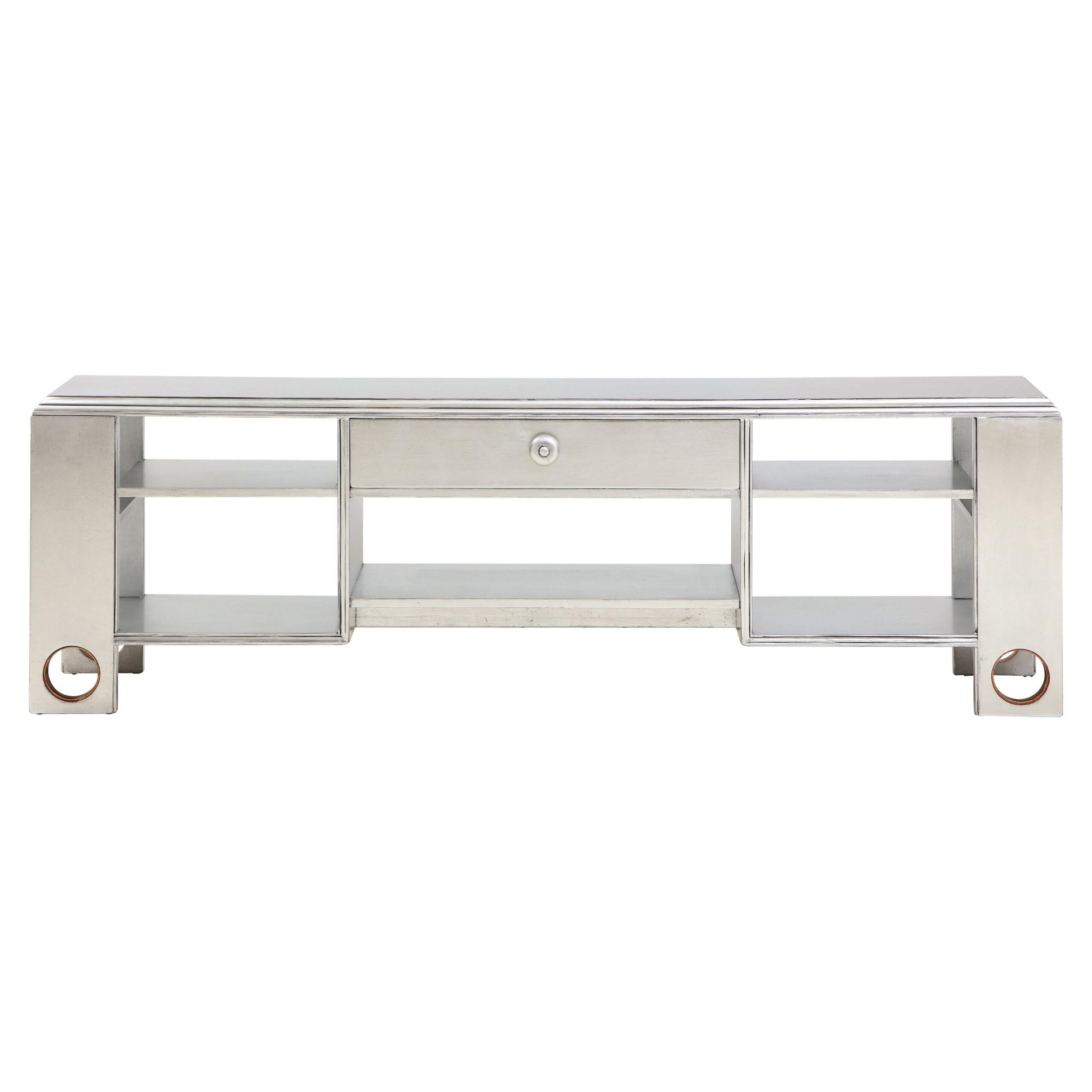 Ebonized Console Table In The Manner Of James Mont For Sale At 1Stdibs in Jaymes Console Table/Media Stand - Silver