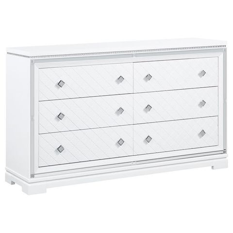 Eleanor - Rectangular 6-Drawer Dresser - White regarding Raphael 6 Drawer Dresser, White