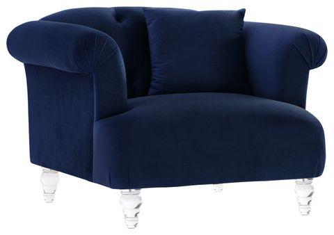 Elegance Contemporary Sofa Chair, Blue Velvet With Acrylic Legs ... with Beyond Aesthetics Understanding the Craftsmanship of Elegant Blue Velvet Sofas