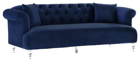 Elegance Contemporary Sofa In Blue Velvet With Acrylic Legs ... for Beyond Aesthetics Understanding the Craftsmanship of Elegant Blue Velvet Sofas