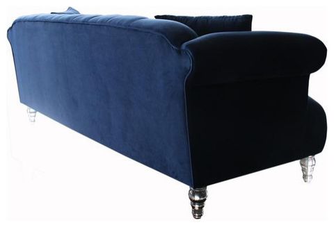 Elegance Contemporary Sofa In Blue Velvet With Acrylic Legs ... pertaining to Elegance Contemporary Sofa In Blue Velvet With Acrylic Legs