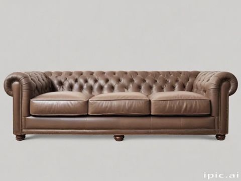 Elegant Brown Leather Chesterfield Sofa With Classic Tufted Design And ... pertaining to How to Style Your Classic Brown Leather Sofa for a Cozy and Sophisticated Space