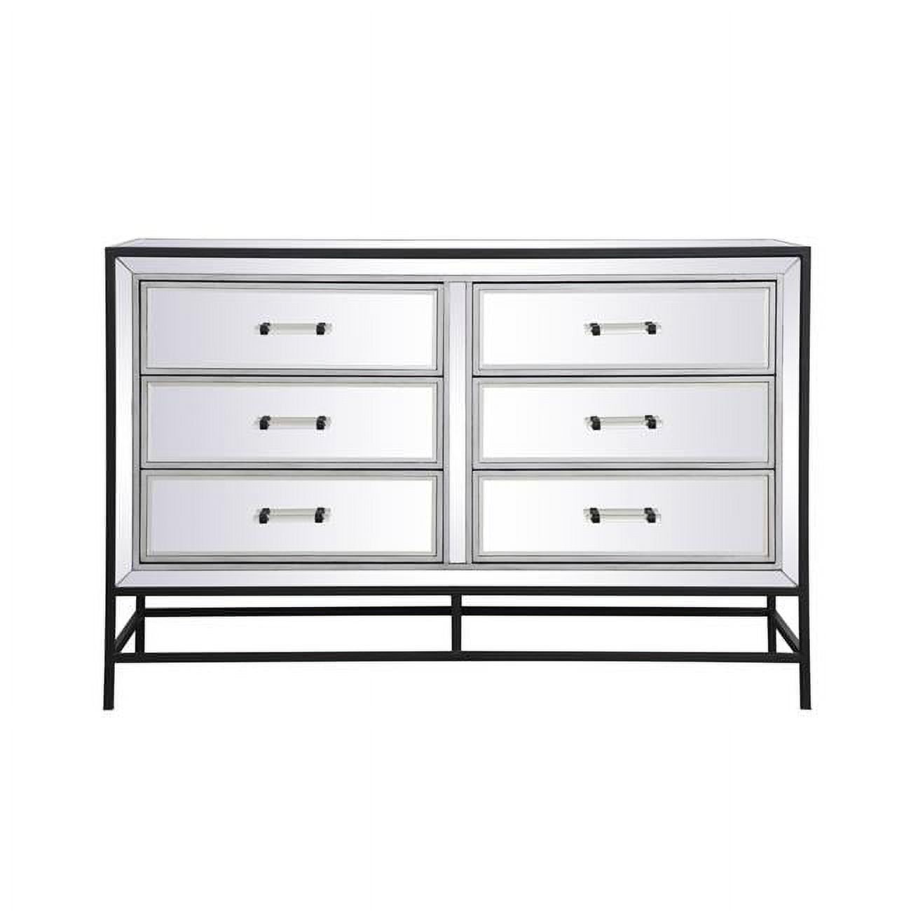 Elegant Decor 48 In. Mirrored 6 Drawers Chest, Black - Walmart.com for Bailee 60&quot; Mirrored 6-Drawer Chest, Black