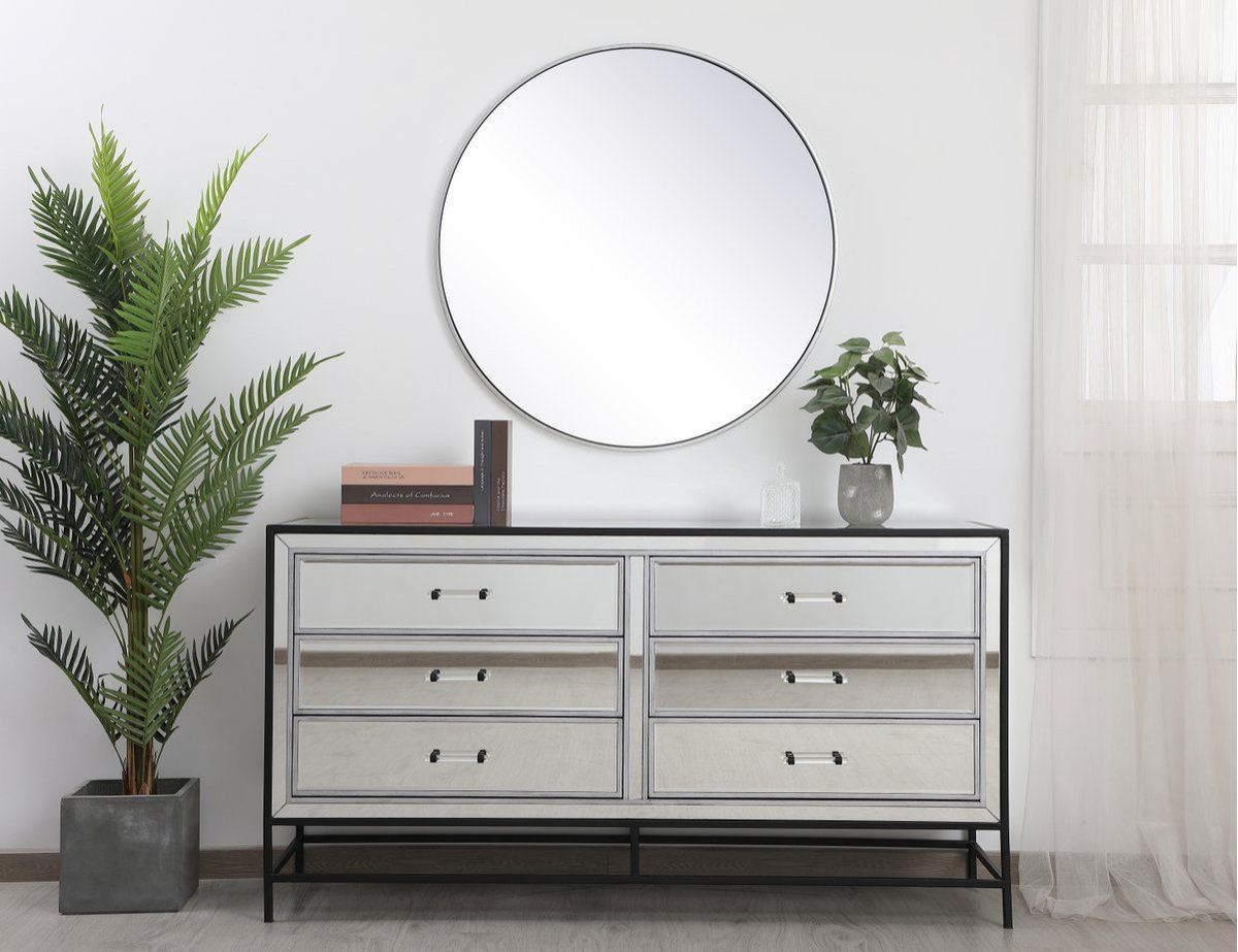 Elegant Mf73036Bk 60&quot;Mirrored 6 Drawers Chest, Black - Transitional ... pertaining to Exploring the Versatility of the Bailee 60&quot; Black Mirrored Chest