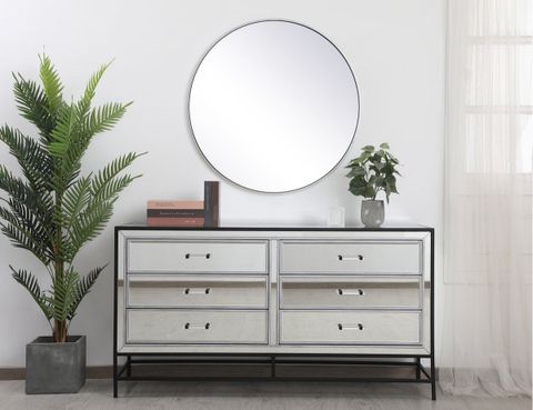 Elegant Mf73036Bk 60"Mirrored 6 Drawers Chest, Black - Transitional ... pertaining to Exploring the Versatility of the Bailee 60" Black Mirrored Chest