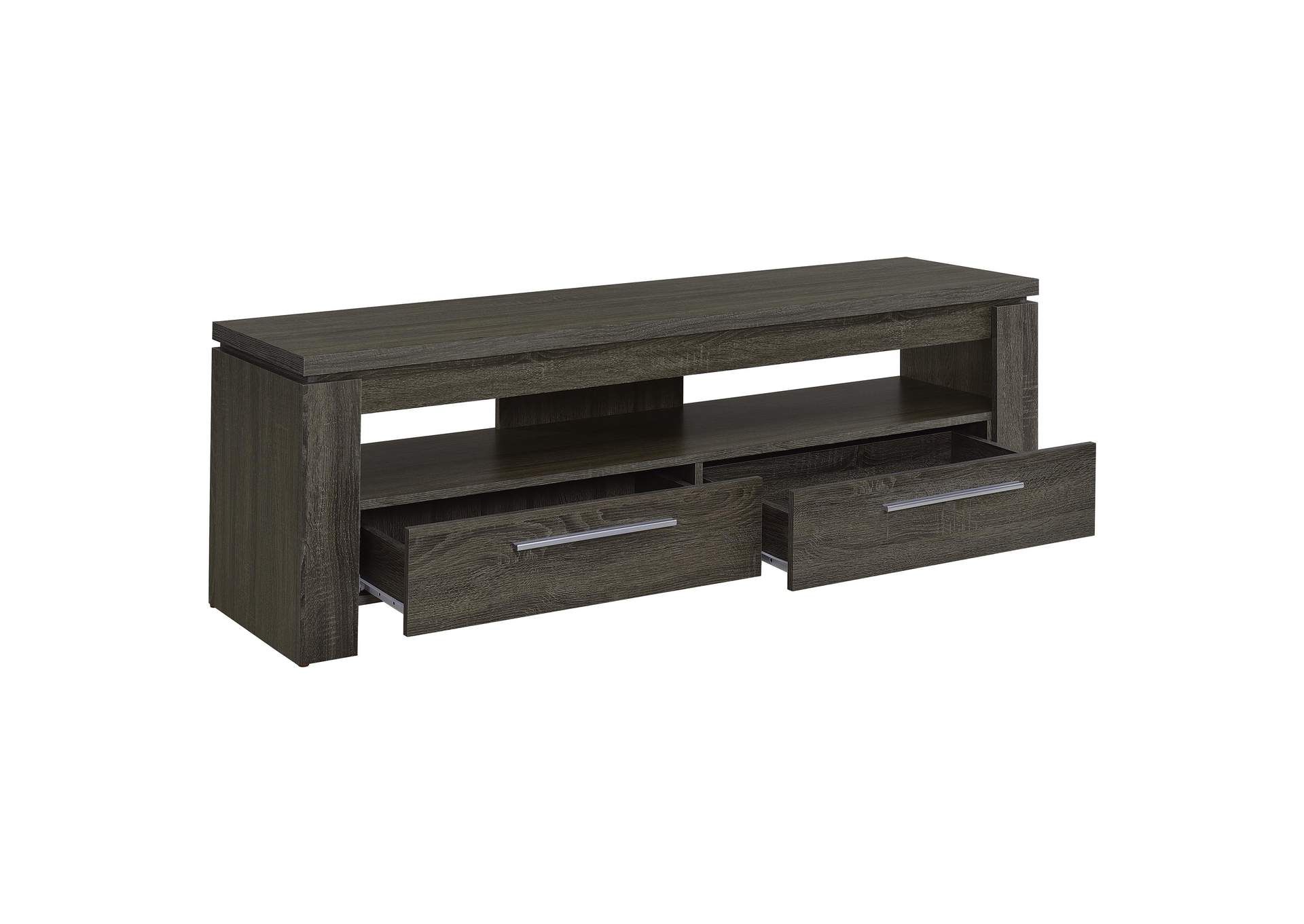 Elkton 2-Drawer Engineered Wood 59-Inch Tv Stand Weathered Grey for Casey 2-Drawer Engineered Wood 60&quot; Tv Stand White