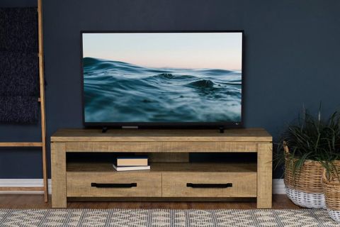 Elkton 2-Drawer Engineered Wood 59″ Tv Stand Mango - Exotic & Rustic Furniture throughout Elkton 2-Drawer Engineered Wood 59" Tv Stand Mango