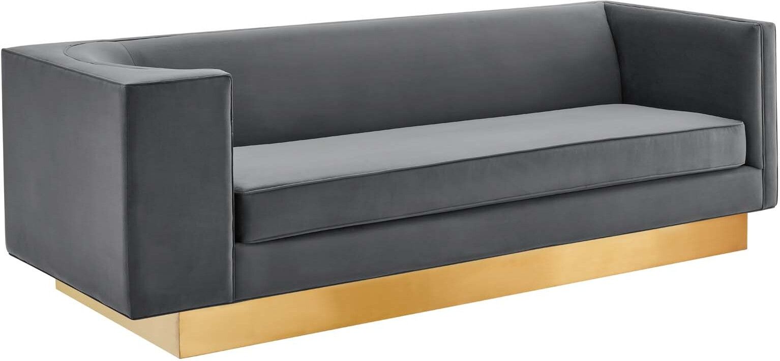 Eminence Upholstered Performance Velvet Sofa In Gray By Modway ... regarding Stories from Homes The Real-Life Joy of Eminence Velvet Sofas