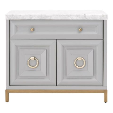 Essentials For Living Azure Media Chest ~ Dove Gray, White Carrera ... with regard to Real-Life Storage Challenges Solved by Azure Carrera 6-Drawer Double Dresser