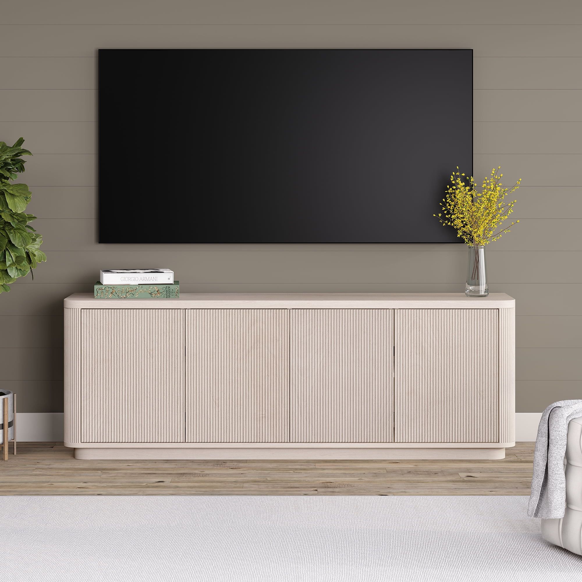 Evelyn&amp;Zoe Easton Transitional Tv Stand For Tvs Up To 75&quot;, Alder White ... inside Oswald Rectangular Tv Stand For Tv's Up To 75 In Alder White