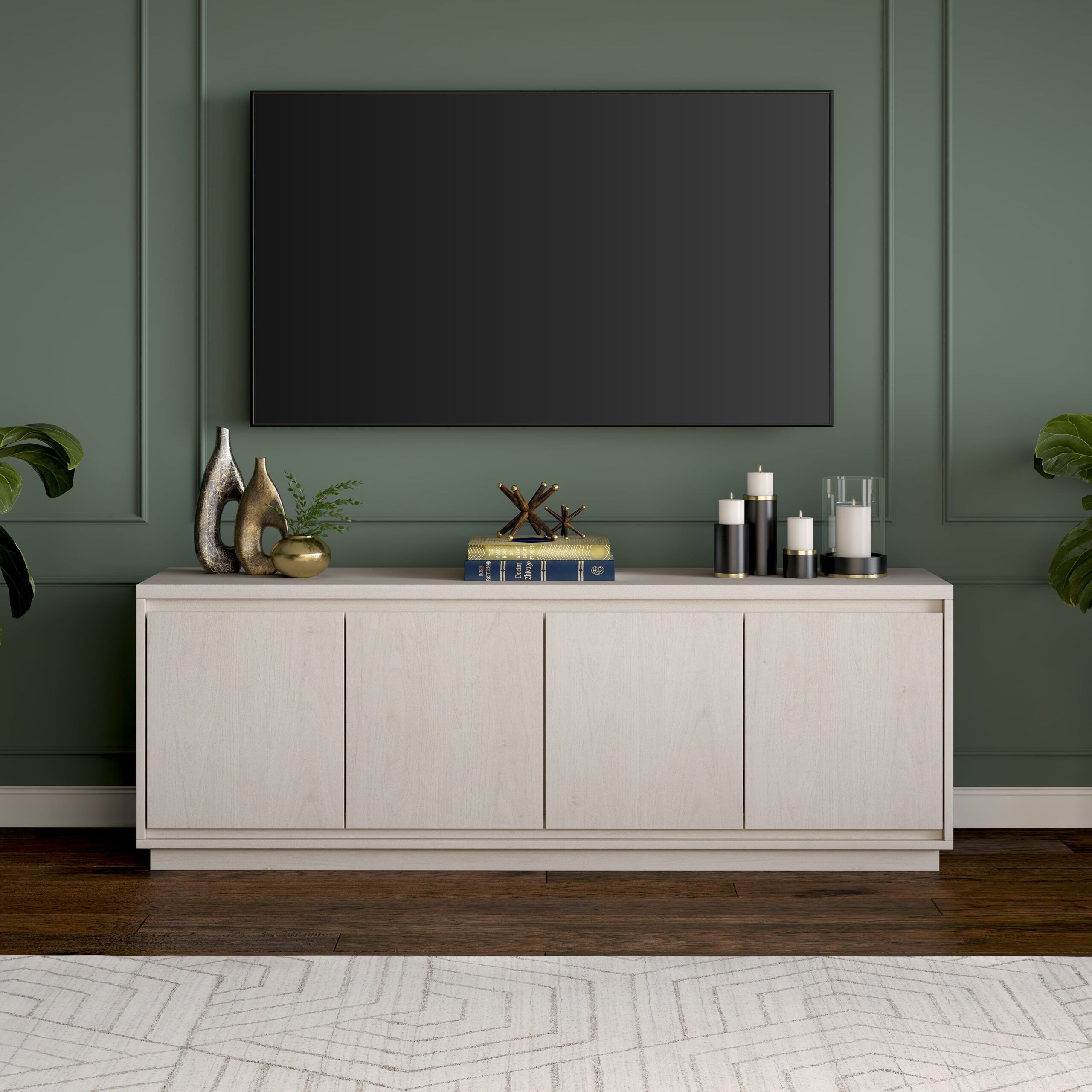 Evelyn&amp;Zoe Presque Rectangular Tv Stand For Tv's Up To 75&quot;, Alder White ... regarding Oswald Rectangular Tv Stand For Tv's Up To 75 In Alder White