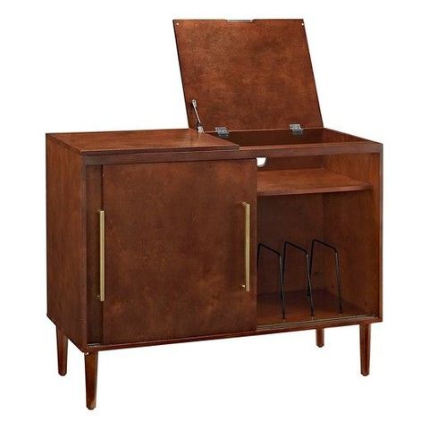 Everett Media Console Mahogany - Crosley: Mid-Century Modern, Audio ... throughout Everett Media Console Mahogany