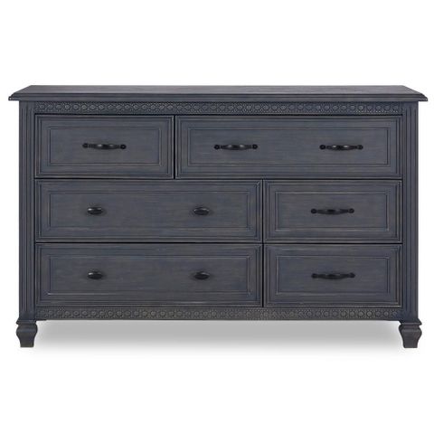 Evolur Madison Weathered 6-Drawer Grey Double Dresser 862-Wg - The Home ... throughout Alpine Furniture Lorraine Wood 6 Drawer Dresser In Dark Gray