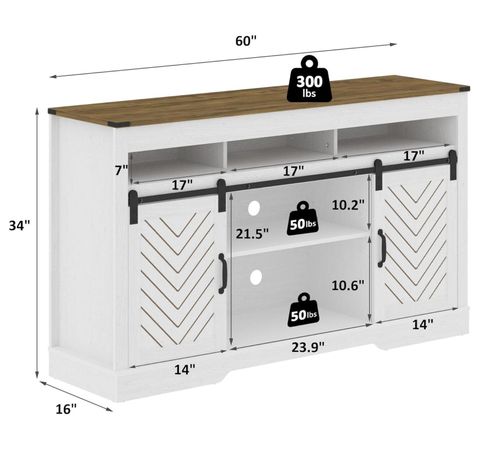 Farmhouse Tv Stand For 65+ Inch Tv, Tall Entertainment Center With ... regarding Westbrook 46W Tv Stand For 65 Inch Tv By Bush Furniture