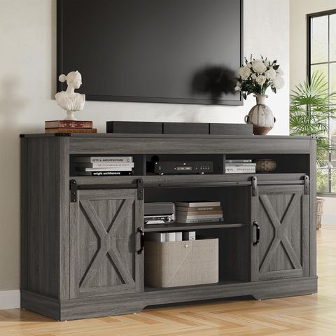 Farmhouse Tv Stand For 65+ Inch Tv Tall Entertainment Center With ... with regard to Understanding the Westbrook 46W TV Stand Design for 65 Inch TVs