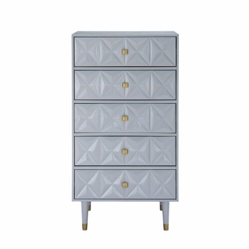 Five Drawer Geo Texture Chest, Grey, 1 - Smith’s Food And Drug with Linon Alick Wood Geo Texture 5 Drawer Chest With Gold Hardware In Gray