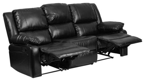 Flash Furniture Harmony Leathersoft Upholstered Reclining Sofa In Black ... for Flash Furniture Harmony Leathersoft Upholstered Reclining Sofa In Black