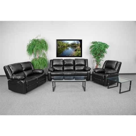Flash Furniture Harmony Leathersoft Upholstered Reclining Sofa In Black ... pertaining to Understanding the Comfort and Durability of the Flash Furniture Harmony Reclining Sofa in Black