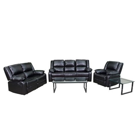 Flash Furniture Harmony Series Black Leathersoft Reclining Sofa Set ... inside Flash Furniture Harmony Leathersoft Upholstered Reclining Sofa In Black