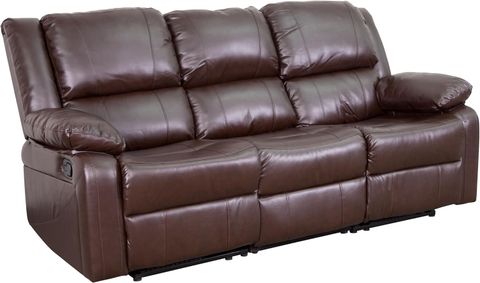 Flash Furniture Harmony Series Brown Leathersoft Sofa With Two Built-In ... within Flash Furniture Harmony Leathersoft Upholstered Reclining Sofa In Black