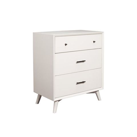 Flynn Mid Century Modern 3 Drawer Small Chest - White Finish intended for Stapleton 3 Drawer Small Chest, White