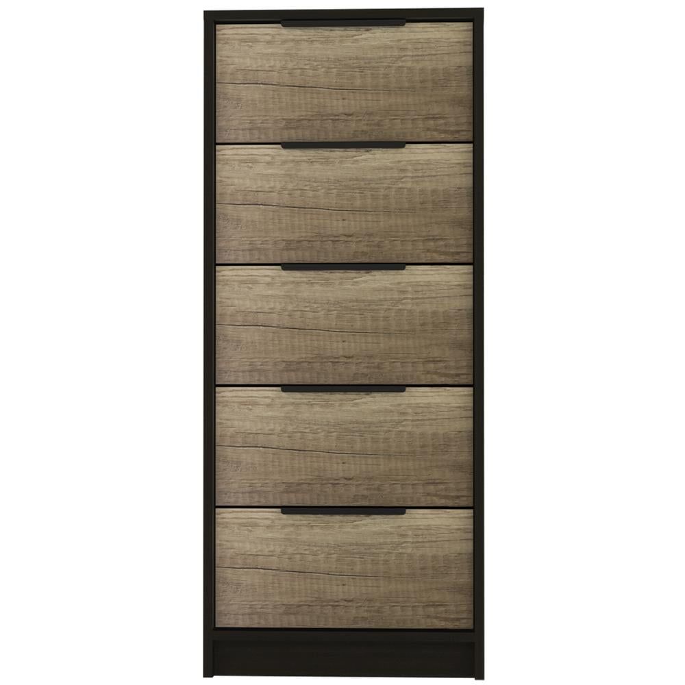 Fm Furniture Llc Washington 5 Drawer Dresser ,Black / Light Oak ... intended for Washington 5 Drawer Dresser With Metal Handles, White/ Light Oak