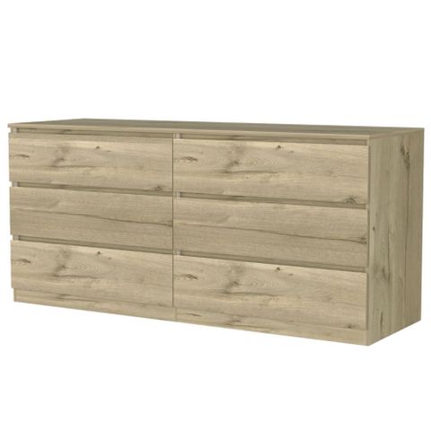 Fm Furniture Modern Seul 6-Drawer Double Dresser In Light Oak/White ... intended for Craftsmanship Meets Functionality: The Evolution of the Seul Double Dresser