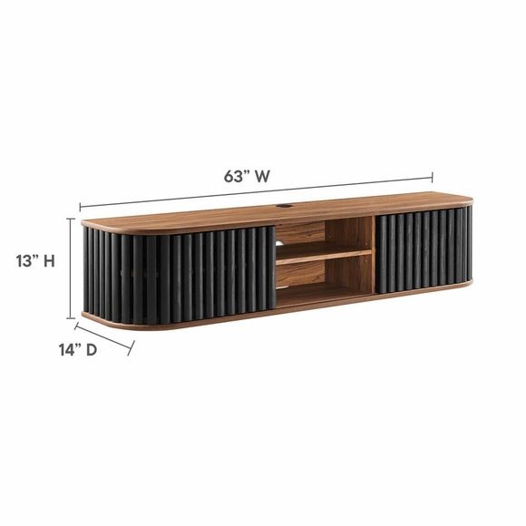 Fortitude 63&quot; Wall-Mounted Tv Stand - Modern In Designs with regard to Fortitude 63&quot; Wall-Mounted Tv Stand, Walnut Black