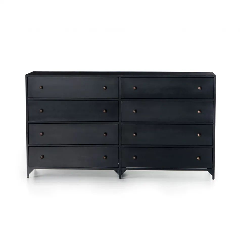 Four Hands Belmont 8 Drawer Metal Dresser Black | Gracious Style pertaining to Black Dresser Trends in Modern Home Interiors