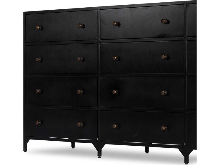 Four Hands Belmont Black 12 Drawer Dresser | Fs234926001 intended for Black Dresser Trends in Modern Home Interiors