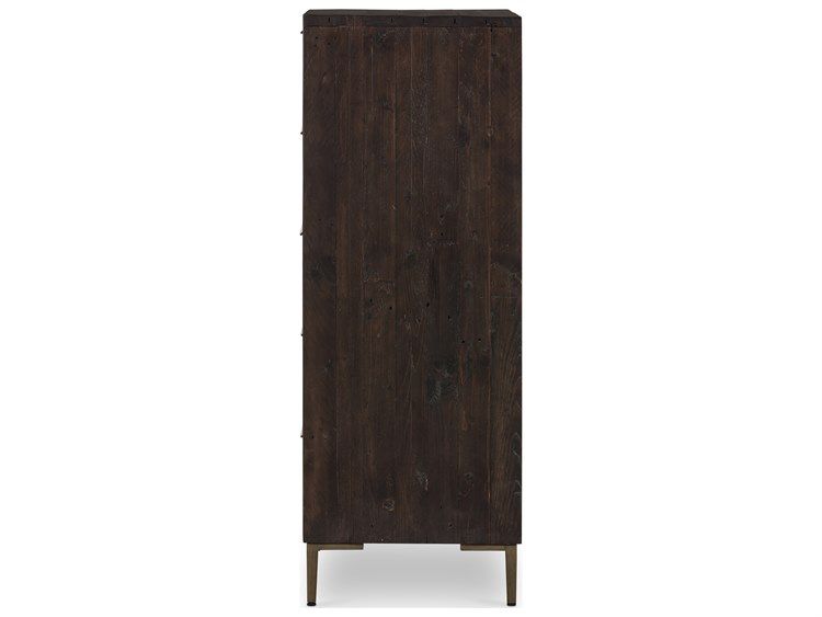 Four Hands Wyeth 5-Drawers Dark Carbon Antique Brass Black Pine Wood ... with regard to Wyeth 5 Drawer Dresser, Dark Carbon