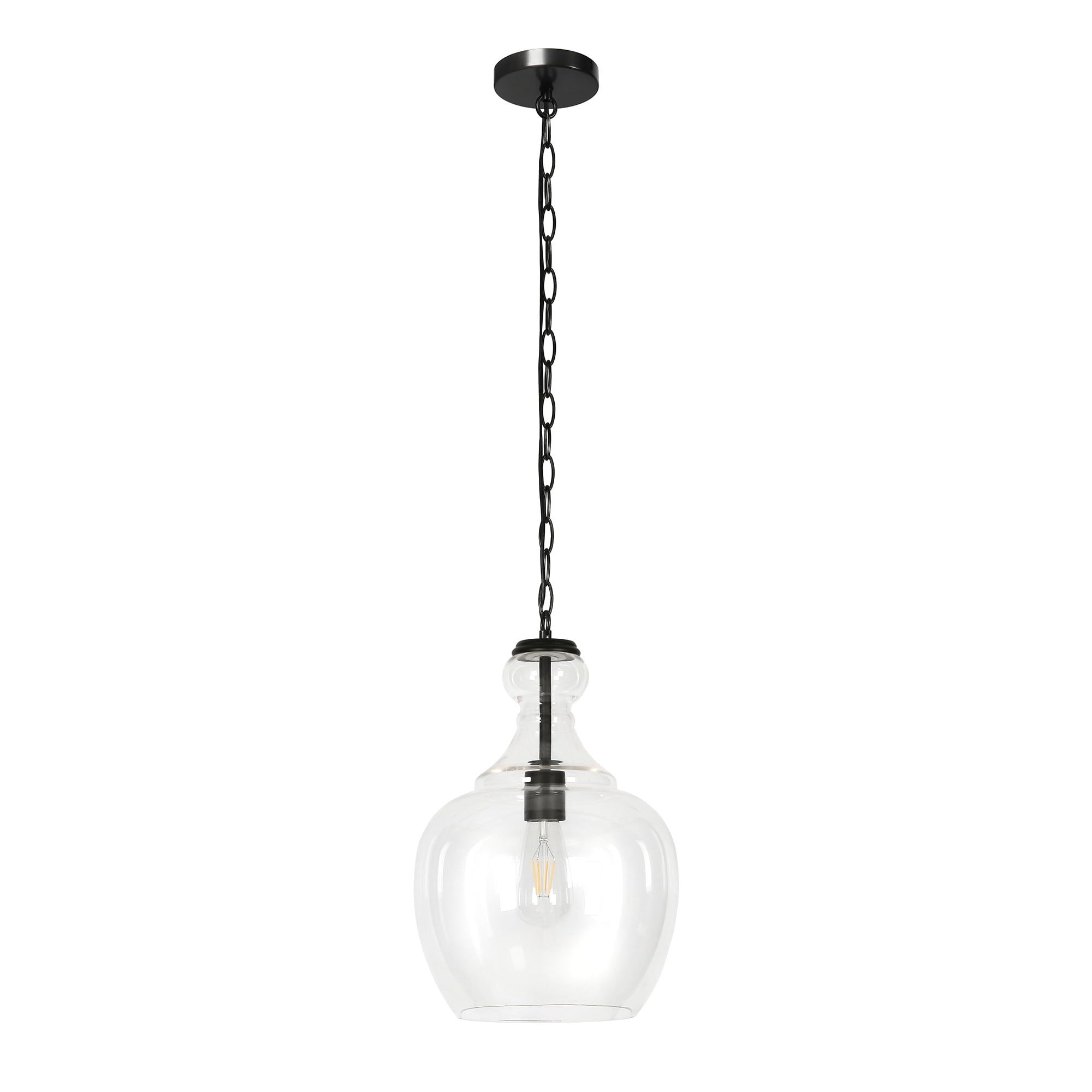Free Shipping! Evelyn&amp;Zoe Verona 11&quot; Wide Pendant With Glass Shade In ... throughout Zeno 8.5 Wide Pendant With Metal Shade In Blackened Bronze/Blackened Bronze